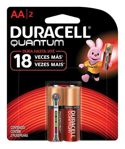 Pilas Aa Duracell Quantum Blister 2 Unidades Dura Extra 18x