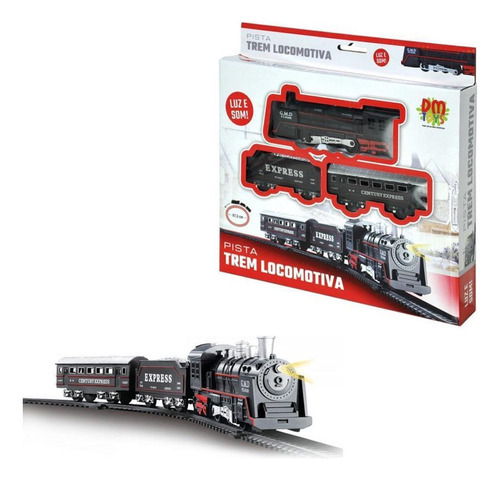 Ferrorama Locomotiva Com Luz E Som Trem Vagoes Pista Oval