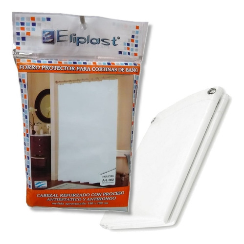 Imagen 3 de 6 de Protector Cortina De Baño Eliplast 70 Micrones Blanco