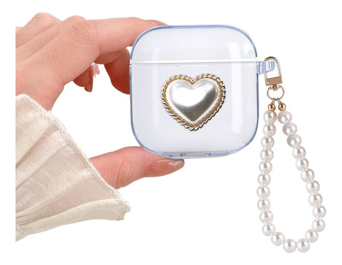 USDILU Funda Case Para Huawei Freebuds Se 3 / 2 con Pulsera joyería Uso Carcasa Silicona Mujer Niñas Color Transparente con Llavero Soporte Cover Espesamiento