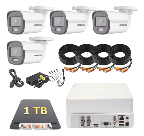 Kit Turbohd 2mp Dvr4 4 Cámaras Bala Colorvu Con Micrófono 