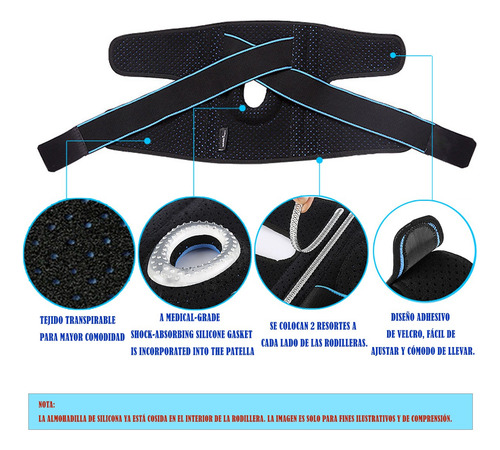 Rodillera Siyaa Deportiva Ajustable Para Gym 5mm