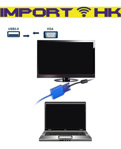 Imagen 3 de 7 de Adaptador Convertiror Usb 3.0 A Vga Pc Laptop Proyector