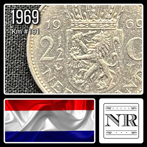 Holanda - 2 1/2 Gulden - Año 1969 - Km #191 - Juliana