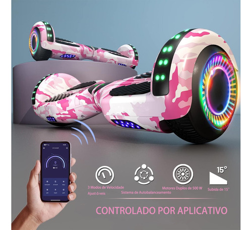 6.5''hoverboard Super Range Skate Elétrico Bluetooth Com Led