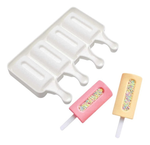 Molde Silicona Paleta De Helado Rectangular Chica X4 19x11cm