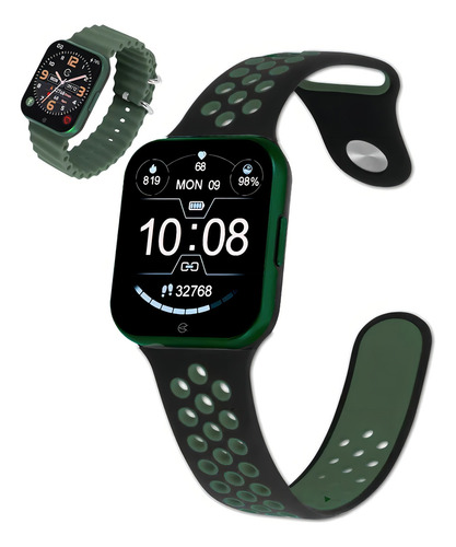 Smartwatch Champion 2 Pulseiras C033 Ch50033x Preto/verde Caixa Verde Pulseira Preto Desenho Da Pulseira Liso
