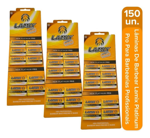 3 Cartelas De Lâminas Lamix Duplo Fio Platinum Pro 150 Un