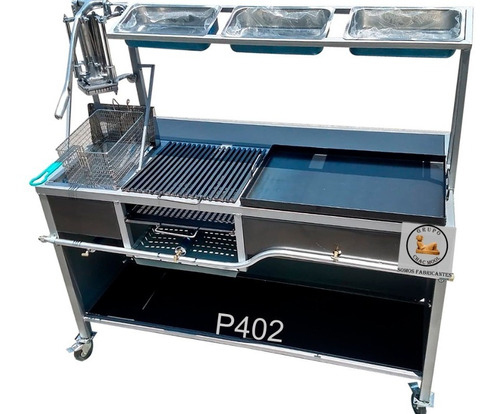 Carrito De Comida, Plancha Asador Freidora !4 En 1¡ P402