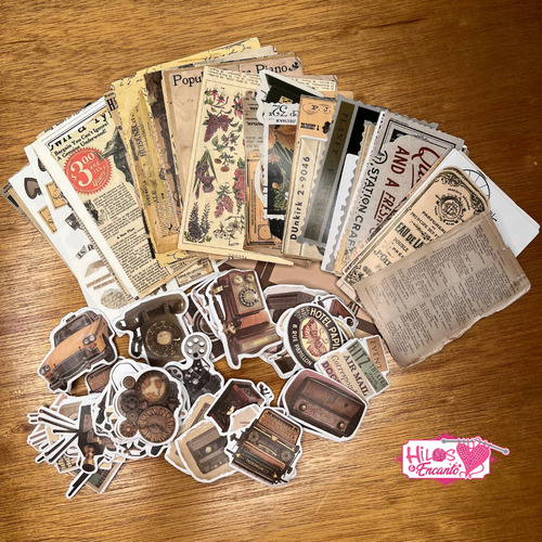 Papel Decorado + Stickers Para Scrapbook Diferentes Diseños Chocolate Retro Objects