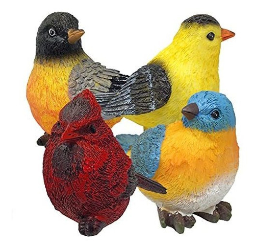 Estatuas De Jardín Song Bird - Juego De 4 Figuras De Aves Su
