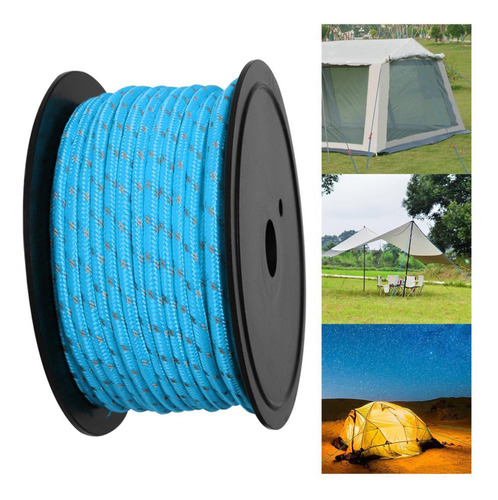 Camping 30m 6mm Carpa Reflectante Cuerda Guylines Cord Azul