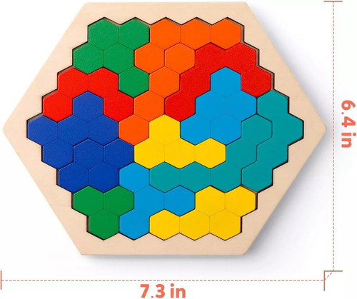 . Rompecabezas Hexagonal De Madera, Juguetes