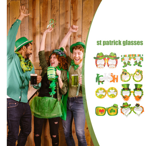 16pcs St Patricks Day Glasses Shamrock Paper Glasses Photo P
