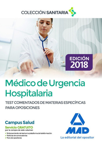 Medico De Urgencia Hospitalaria. Test Comentados De Mater...