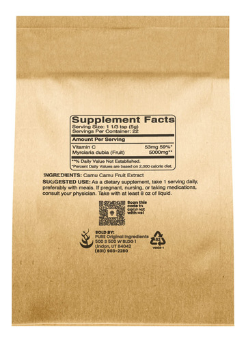 Pure Original Ingredients Camu Camu Polvo 4 Oz Vitamina C