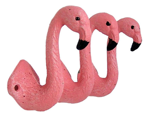Pink Flamingo - Gancho De Pared De Hierro Fundido De 4 Pulga