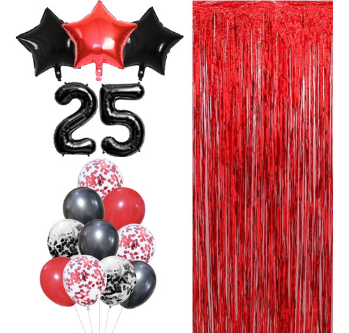 Kit Globos Rojo Negro Deco Super Cumpleaños