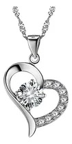 Comprar Collar Para Mujer Con Dije Corazon Piedras Cz Baño De Plata 
