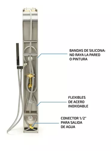 Columna de ducha INOX con 3 jets de hidromasaje fijos