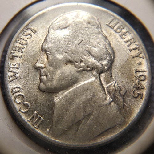 Moneda 5 Centavos 1945 Jefferson Usa War Nickel, Plata.