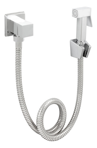 Ducha Higiênica Completa Quadrado Cromada 100% Metal