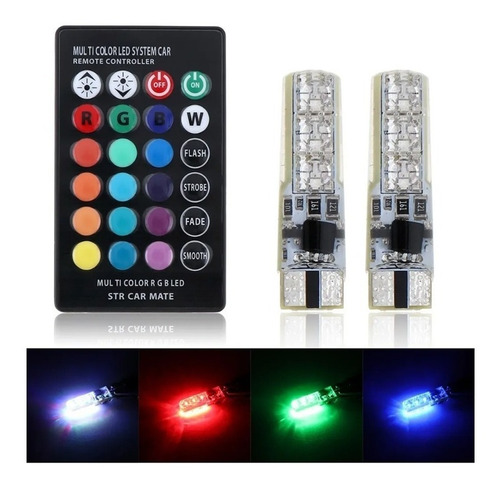 Imagen 3 de 9 de Kit Lamparas Luz Led Posicion Multicolor Rgb Control Remoto
