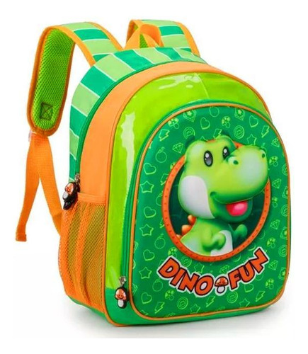 Mochila Escolar Dino Fun 3d Costas Escolar Alças Tam M