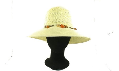 Sombrero Ala Ancha Al Crochet Cuentas Acrilicas Italiano