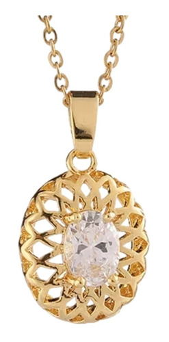 Off!! Collar Cristal Austriaco Toque De Oro Amarillo 18kt