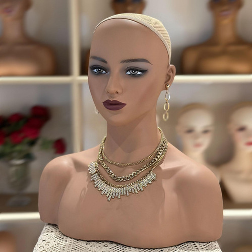Cabeza De Maniquí Femenina Realista, Soporte De Exhibición