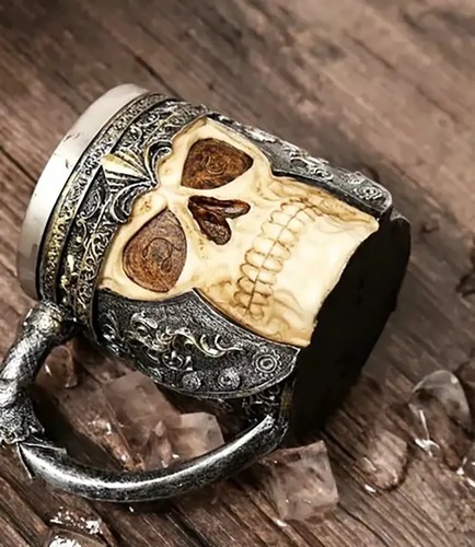 Vaso Con Mango De Calavera De Pirata De Acero Inoxidable, 40