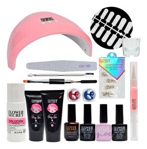 Kit De Polygel + Esmaltes Permantes + Lampara 36 Watts