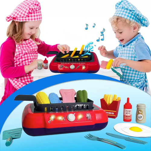 Freidora Cocinita Simulacion Con Luz Y Sonido Juguete Niños Color Azul