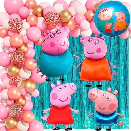 Globos Peppa Pig. Decoracion de Cumpleaños Peppa Pig