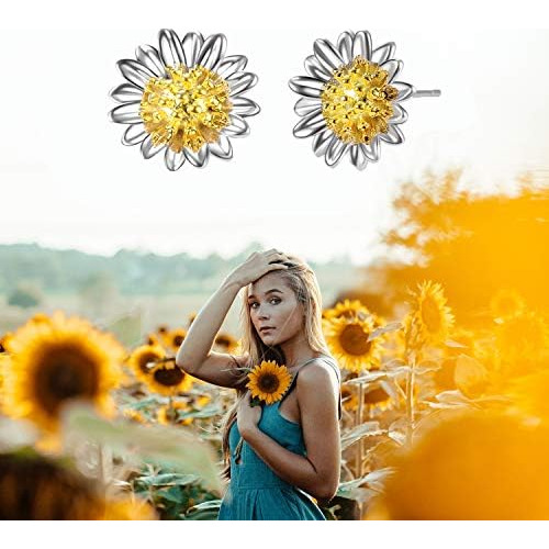 Pendientes De Girasol De Plata De Ley 925 Stud You Are My Su