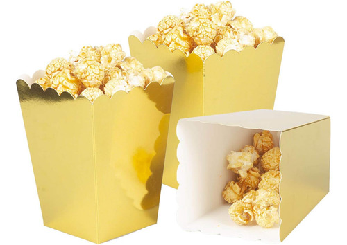 Cajas De Palomitas Doradas, Mini Caja De Palomitas De Papel,