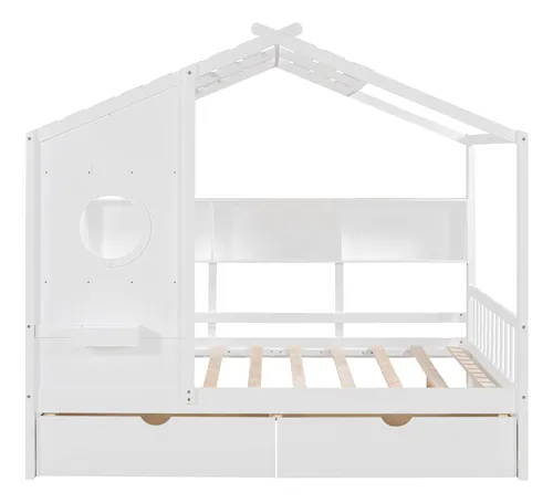 Merax Sofá Cama De Madera Con Cajones Y Estantes