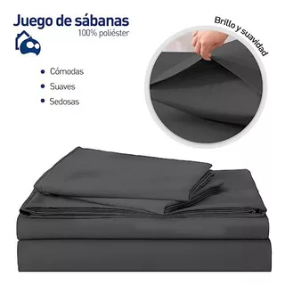 Juego De Sabanas Individuales 100% Poliéster Microfibra 3 Pz Color Negro