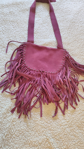 Cartera De Gamuza Flecos Violeta