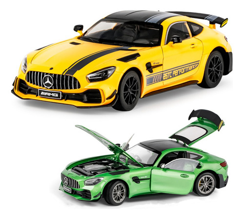 Benz Amg Gtr Miniatura Metal Coche Con Luces Y Sonido 1/18