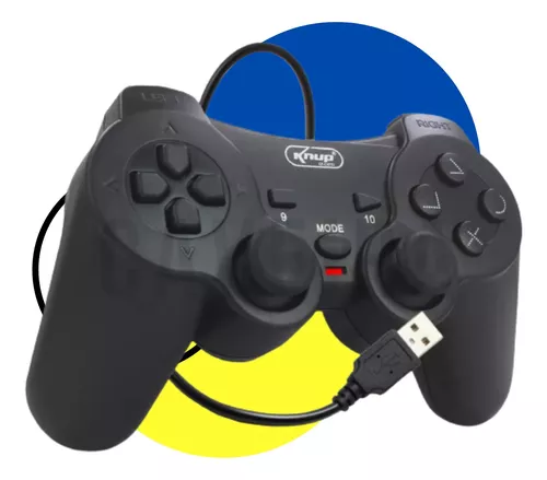 Controle Joystick USB para Computador PC Gamer PS2 e PS3 Dualshock - Preto