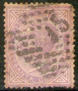Italia Sello Usado Rey Víctor Emmanuel 2° X 60c Años 1863-77