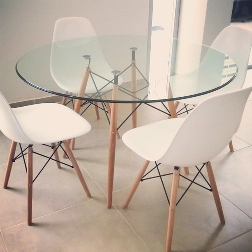 Imagen 7 de 8 de Mesa De Comedor Redonda Vidrio Nordica 100cm Eames Ct