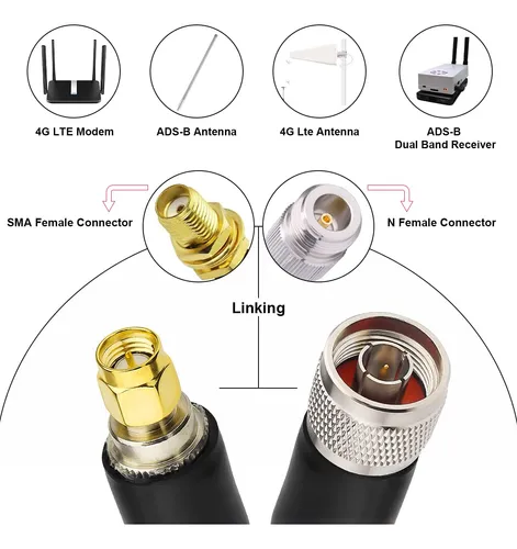 Cable Coaxial Xrds-rf N Macho A Sma Macho, 30 Cm, 50 Ohmios,
