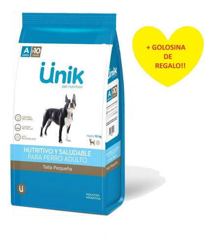 Alimento Unik Perro Adulto Pequeños 7.5k + Regalo