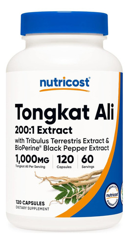 Tongkat Ali Extracto 1000mg Con Pimienta Negra 120 Capsulas 