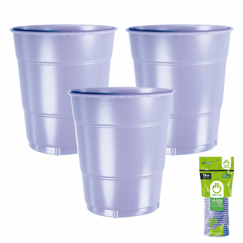 Vaso desechable de Plástico 12 Oz. Marca Party is On Color Lavanda - 20 Piezas