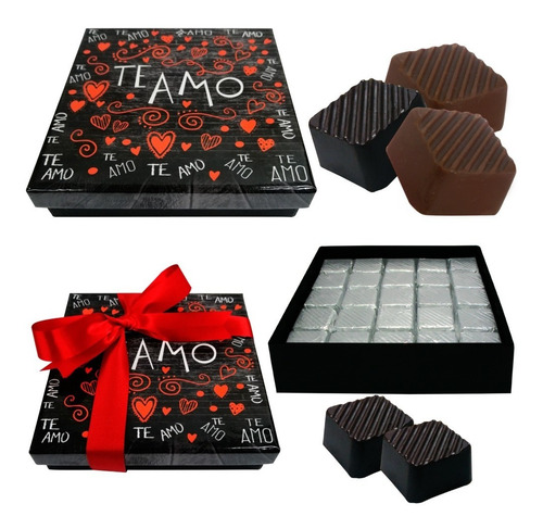 Imagen 1 de 6 de Caja C/25 Chocolates Artesanales-gourmet. Te Amo