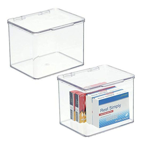 Mdesign Caja De Almacenamiento De Plástico Apilable Con Tapa